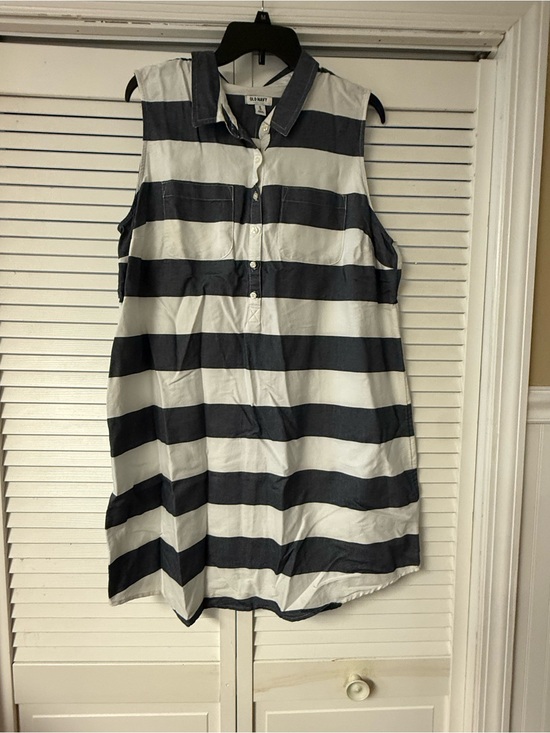 Old Navy Dresses & Skirts - Old Navy Navy and White Striped Button-Up Tunic Dress